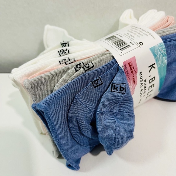 NEW K BELL Women's Modal Roll Top Crew Socks, 5.5-10 Shoe Size, 6 Pairs - Picture 5 of 5